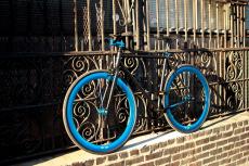 AeroFix Edge Fixed Gear Bike Matte Black with Anodized Blue 50mm Fixie Bike Wheels